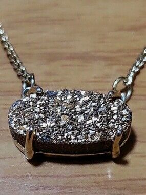 Luna Norte- Silver Tone- Druzy Quartz Pendant Necklace, 18 inch